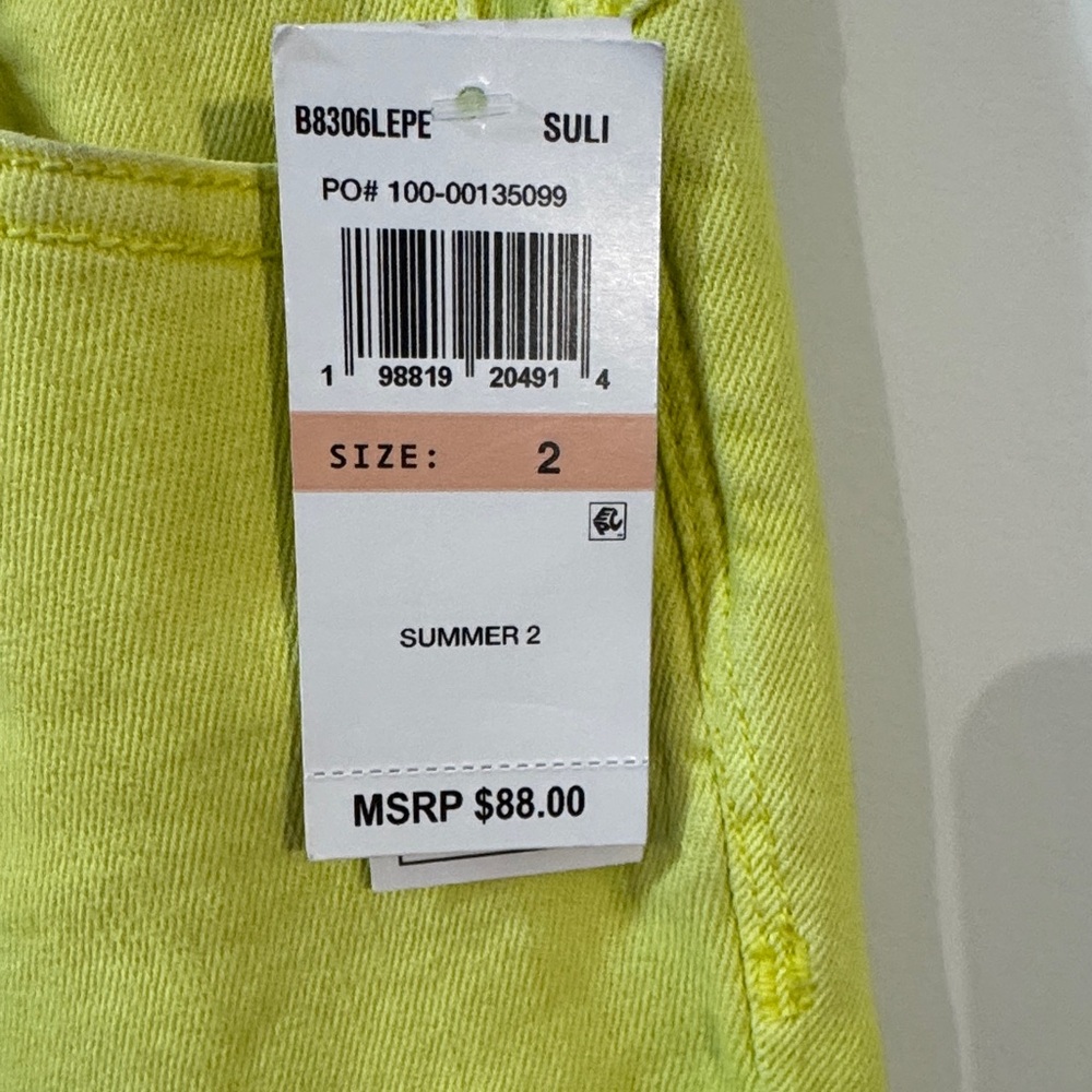 Democracy Women’s Lime Yellow High Rise Cropped Cuffed Jeans Size 2 - Picture 10 of 14
